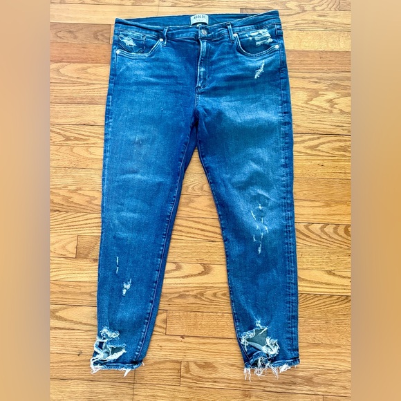 Agolde Denim - Agolde Distressed Dark Blue Women's Jeans